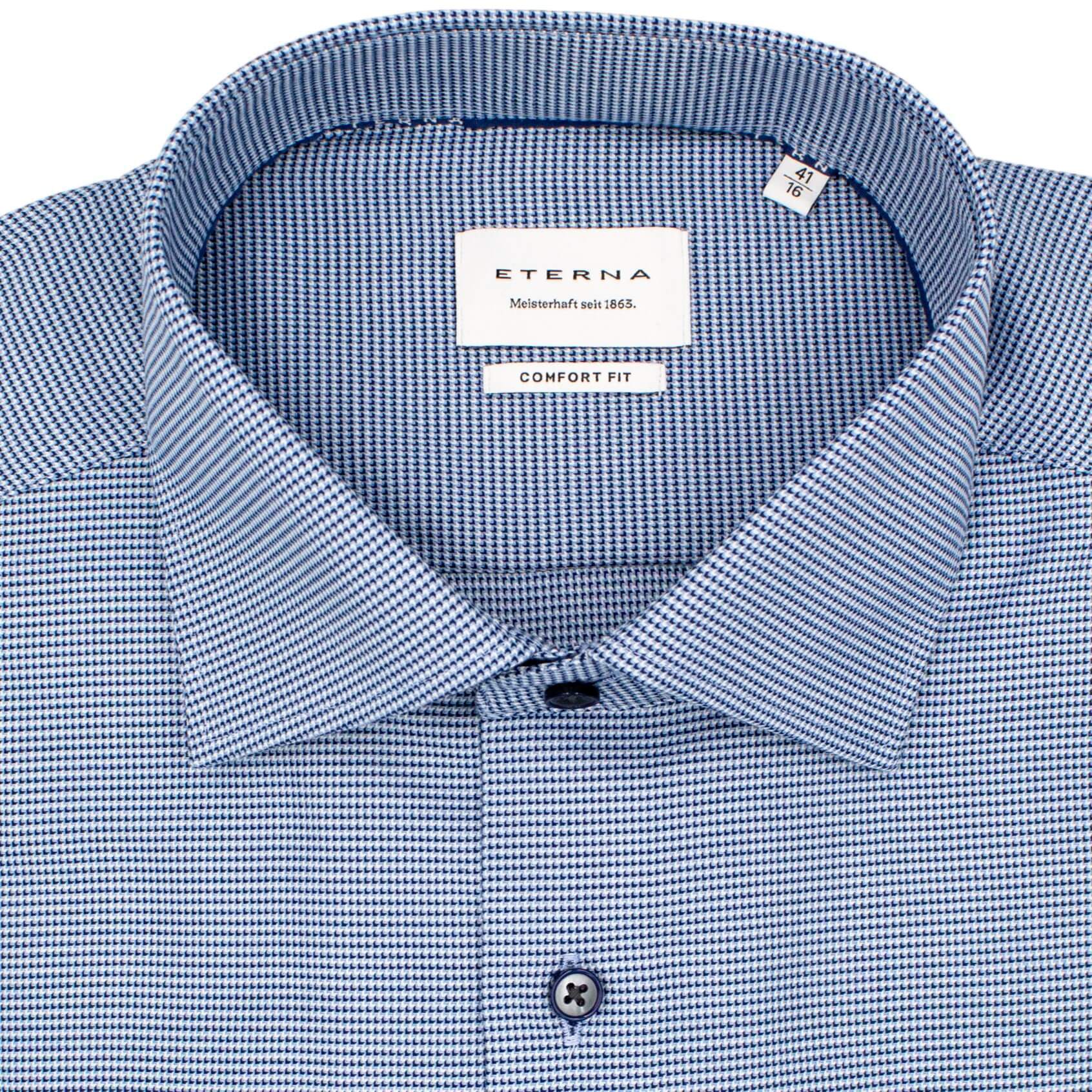 Сорочка мужская Eterna Comfort Fit 4158-E19K-14 из фактурной ткани в синей гамме