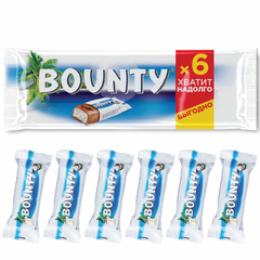 Шоколадный батончик Bounty, 6штx27,5г/уп