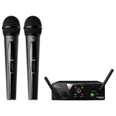 AKG WMS40 Mini2 Vocal Set вокальная радиосистема US45AC с приёмником SR40 Mini Dual и двумя ручными передатчиками__2