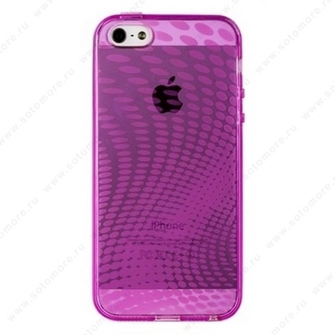 Накладка силиконовый TPU для Apple iPhone SE/ 5s/ 5C/ 5 прозрачный с волнами розовый