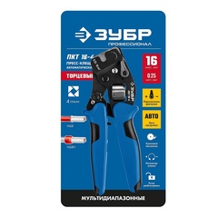 ЗУБР ПКТ-16-4, 0.25 - 16 мм2, с квадратным профилем, торцевые мультидиапазонные пресс-клещи, Профессионал (22694)