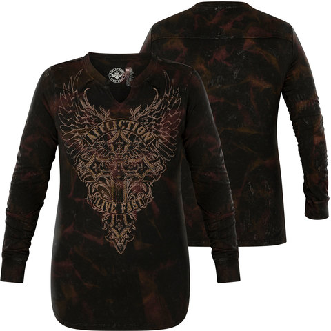 Affliction | Футболка лонгслив женская DIAMOND CREEK AW23042 перед и спина