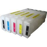 Перезаправляемые картриджи для плоттеров Epson Stylus Pro 7700, 7710, 9700, 9710. 5 шт х 700 мл с чипами и пакетом.