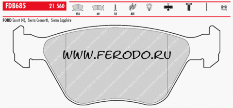 FDB685 Тормозные колодки дисковые OE 'PREMIER' FORD SIERRA I.II. MONDEO I.II. SCORPIO I.II. COUGAR