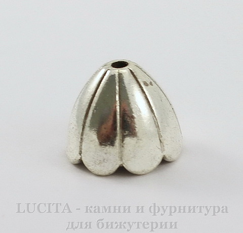 Шапочка для бусины "Тюльпан" (цвет - античное серебро) 17х15 мм