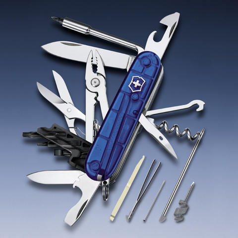 Нож складной Victorinox CyberTool, 91 mm, 34 функции, полупрозрачный синий (1.7725.T2)
