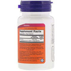 Now Foods, MK-7, витамин K-2, 100 мкг, 60 растительных капсул