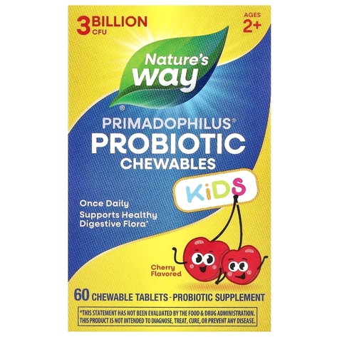 Nature's Way, Primadophilus, для детей, со вкусом вишни, 3 млрд КОЕ, 30 жевательных таблеток