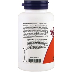 Now Foods, Прополис 1500, 100 растительных капсул