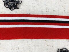 Подвязы трикотажные, ш. 6 см, L 120 см, красный с белым/чёрным