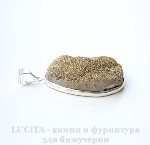 Подвеска Кварц в рамке (цвет - античное серебро) 43х27х13,5 мм №27 ()