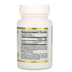 California Gold Nutrition, Витамин D3, 125 мкг (5000 МЕ), 90 рыбно-желатиновых капсул