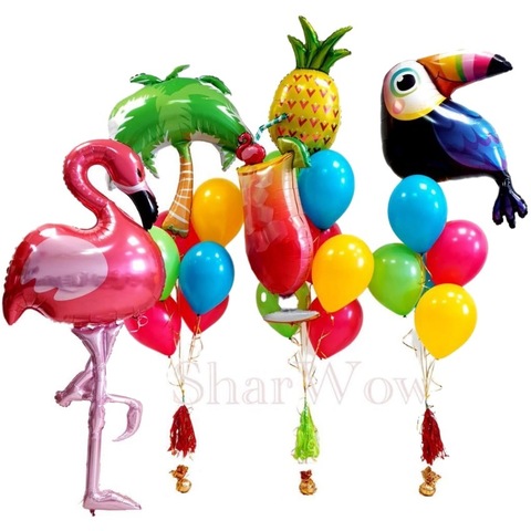 Композиция из ярких воздушных шаров с гелием Тропики