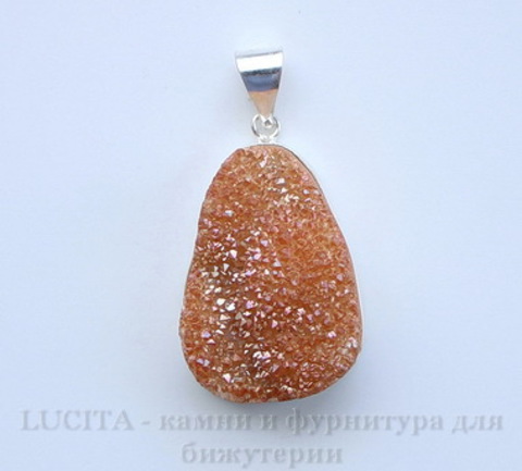 Подвеска Кварц в рамке (цвет - античное серебро) 37,7х23,9х14,3 мм №26 ()
