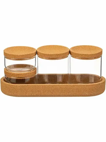 Набор банок для специй Storån, 26*10*9.5, стекло, кора пробкового дерева