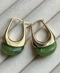 Серьги с подвеской капля с цветной вставкой в стиле CELINE в винтажном стиле