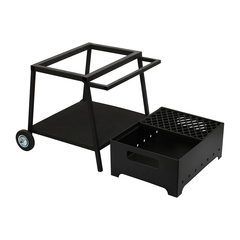 Мангал-гриль на подставке (дровница, колёса,ручка) с чугунной решёткой.