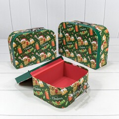 
          Коробка 30 х 21 х 9.6 см Набор 3 шт "Чемодан" (Зеленый)