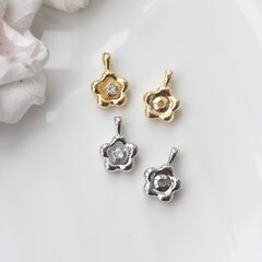 Подвеска Цветок с фианитом 18*12 мм, родий, П093