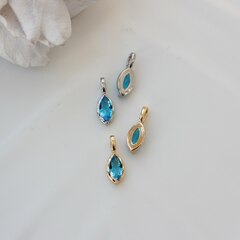 Подвеска Маркиз с ярко-голубым фианитом, 14*5 мм, родий, П392