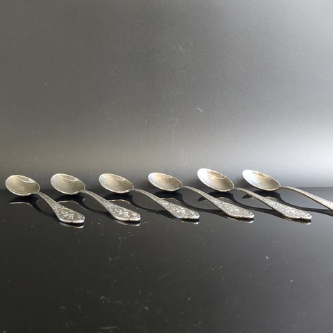 Набор из 6 чайных ложек - мельхиор - МНЦ - Кольугино - СССР