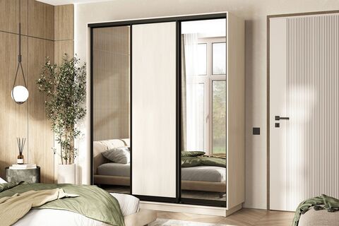 Шкаф-купе Тринити NEW (1800) Два зеркала Сандал светлый