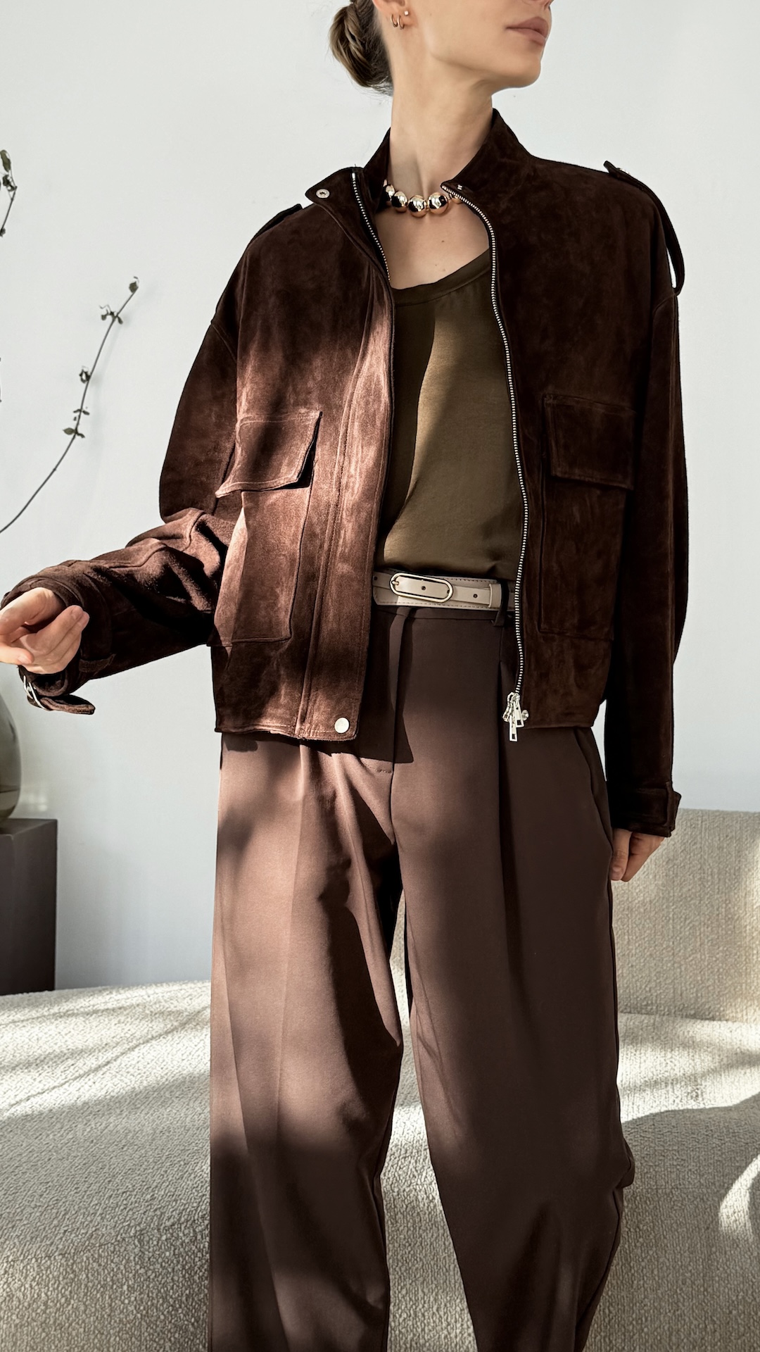 Куртка из натуральной замши и воротником стойкой ПРЕМИУМ КАЧЕСТВА