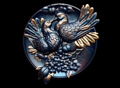 Силиконовый молд Голуби (медальон) № 0467