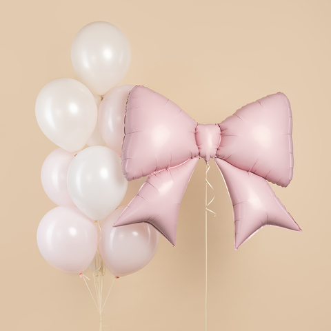 Шар фигура, бант, розовый, зефирный, 99 см