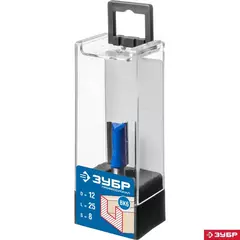 ЗУБР 12 x 25 мм, хвостовик 8 мм, фреза пазовая прямая,Профессионал(28753-12-25)