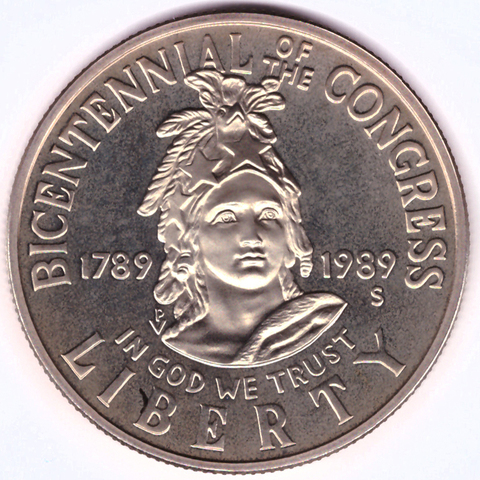 1/2 доллар 1989 (S). США UNC (200 лет конгресса). Медь с плакировкой
