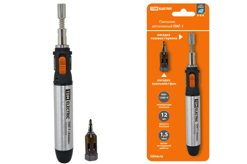 Паяльник автономный газовый ПАГ-1, (3 наконечника: жало, резак, фен), 12 мл 