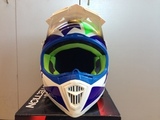 Шлем для мотокросса NENKI NK-316, белый-синий-зелёный