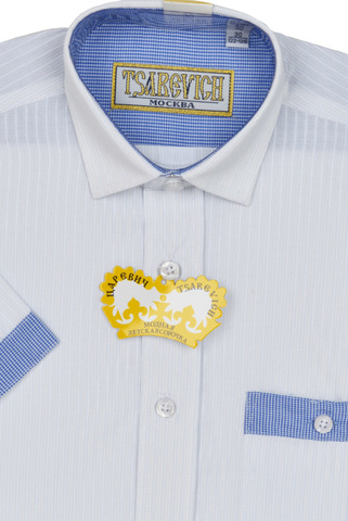 Белая сорочка с выработкой TSAREVICH, короткий рукав