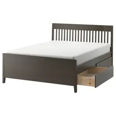 Каркас кровати с выдвижными ящиками - IKEA IDANÄS/IDANAS/LURÖY/LUROY, 200х160 см, темно-коричневый, ИДАНЭС/ЛУРОЙ ИКЕА