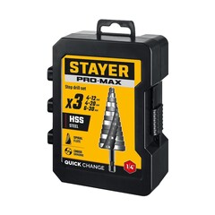 STAYER Pro-Max 3 шт, 4-30мм, винтовая спираль, набор сверл ступенчатых (29661-4-30-H3)