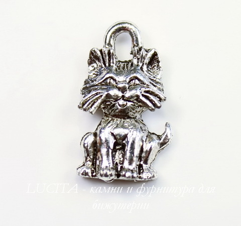 Подвеска Quest Beads "Котенок" (цвет-античное серебро) 16х9 мм