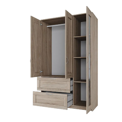 Шкаф комбинированный 3-х дверный с 2 ящиками Сириус дуб сонома