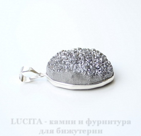 Подвеска Кварц в рамке (цвет - античное серебро) 36,3х24,5х11 мм №42 ()
