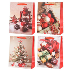 Подарочный пакет Basir, серия "Зима", бумажный, цветной с рисунком ассорти, размер 26*32*11 см