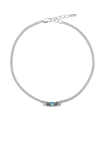 Колье-цепь OPEN YOUR HEART серебро с голубым Топазом