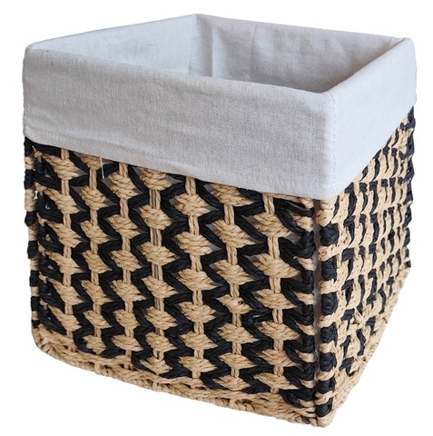 Корзина плетёная Lofsen, 30х30х30 см, натуральный бежевый/черный, джут