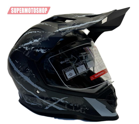 Шлем эндуро LVS чёрный/серый M