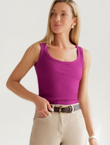 Топ из трикотажа в широкий рубчик  D43.224 (124149)