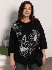 Блуза Цветочная рапсодия (черная) Б15311-18М LT Collection
