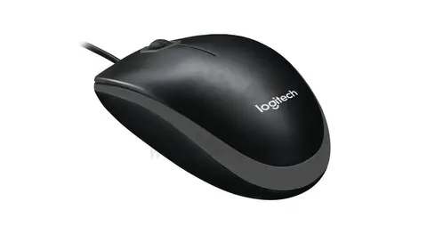 Мышь проводная Logitech B100 black (USB, оптическая, 1000dpi, 2but) (910-006605)