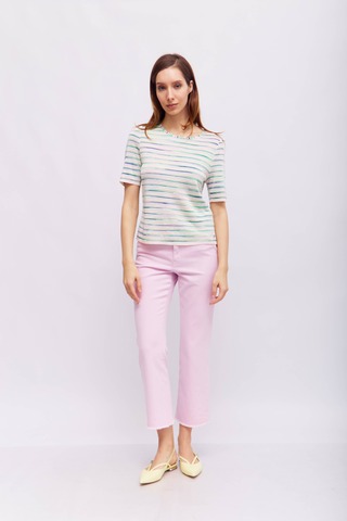 Marc Cain Джемпер летний из вискозы с хлопком и люрексом в разноцветные полоски