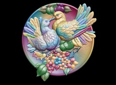 Силиконовый молд Голуби (медальон) № 0467