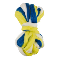 Шерсть для валяния "ТРО", полутонкая шерсть, 100г, жёлтый/белый/т.синий