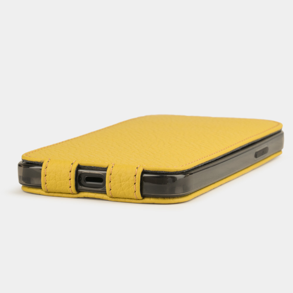 Чехол для iPhone 12 Mini из натуральной кожи теленка, желтого цвета